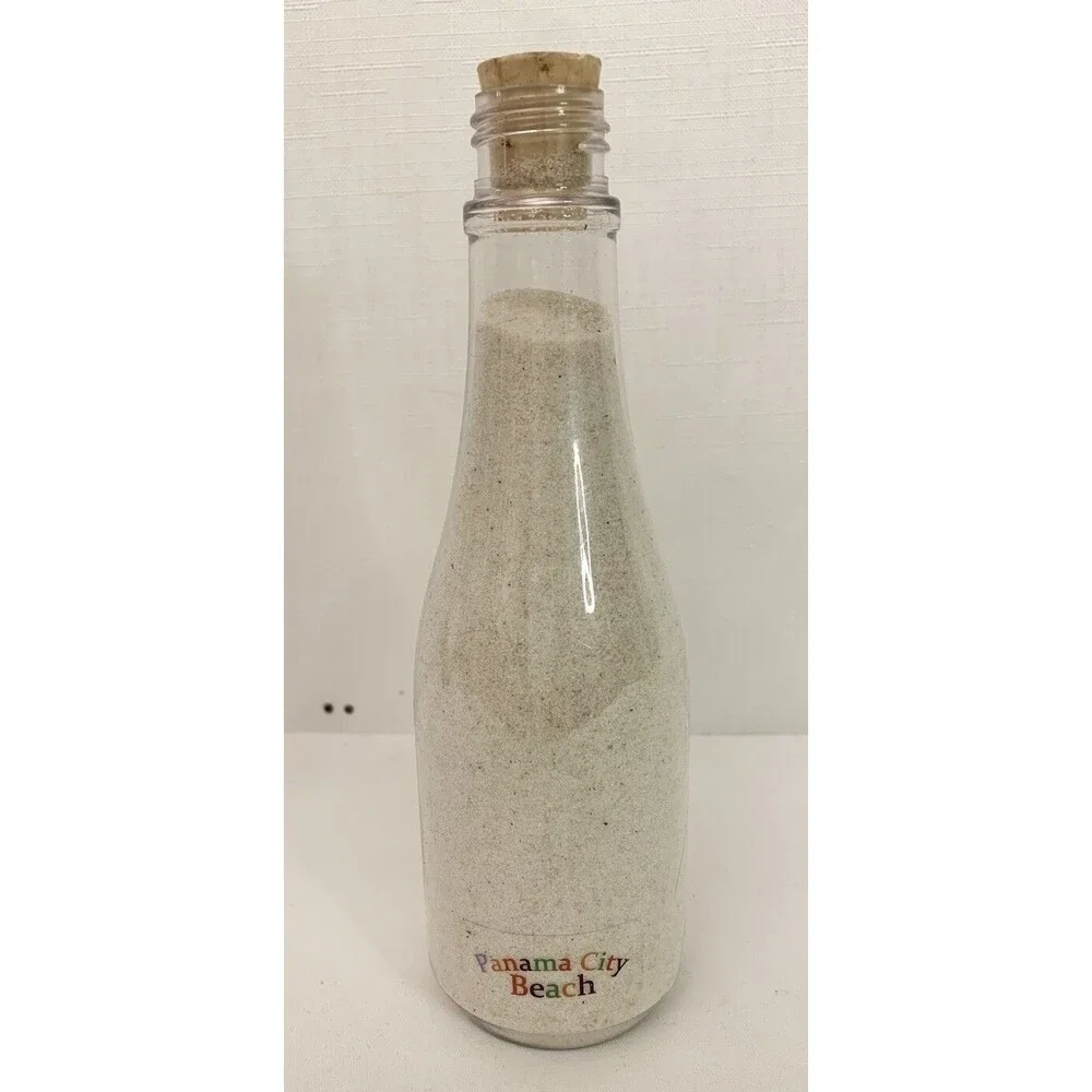 Florida Panama City Beach Sand Sample Glass Bottle Cork Rainbow Print